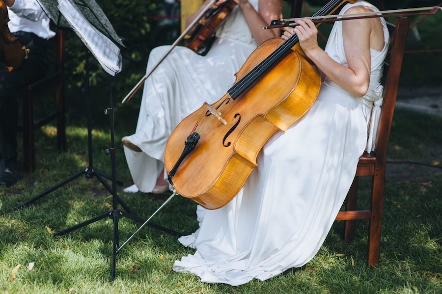 Woman playing a cello at an events